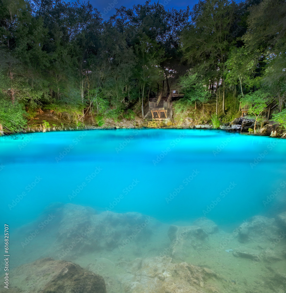 Royal Springs Illuminated at Night, Suwannee County, Florida