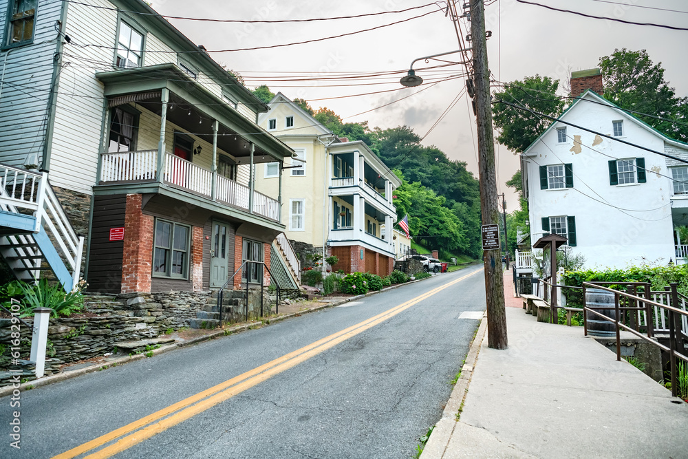 streets and buildings in the historic part of the park in Harpers Ferry, West Virginia. streets and buildings in the historic part of the park in Harpers Ferry, West Virginia.