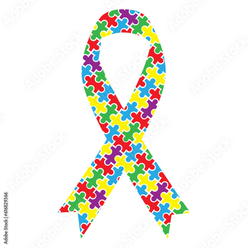 Autism Puzzle Ribbon Illustration