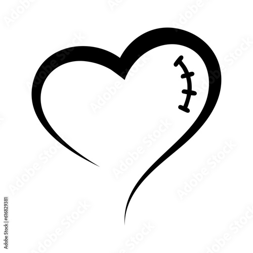 Football heart with laces silhouette