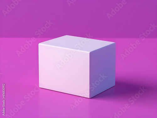 clean white box on colorful solid background, box mockup on plain background, generative ai