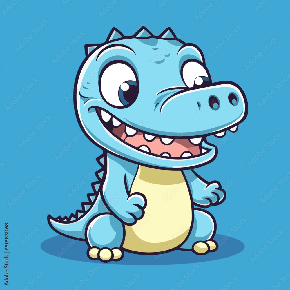 Fototapeta premium Cute Cartoon Crocodile: Playful Reptile Illustration for Children's Books, Nursery Decor, and Wildlife-themed Designs