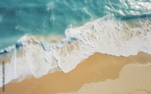 Beach and Waves - Aerial View