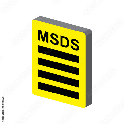 Isometric MSDS document icon. Industrial safety for handling hazardous material chemical procedure.