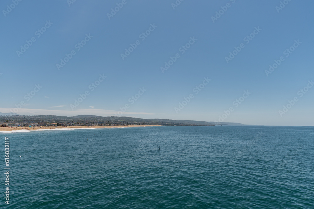 Scenic panoramic Orange County coast vista viewed from Newport Bach, Southern California
