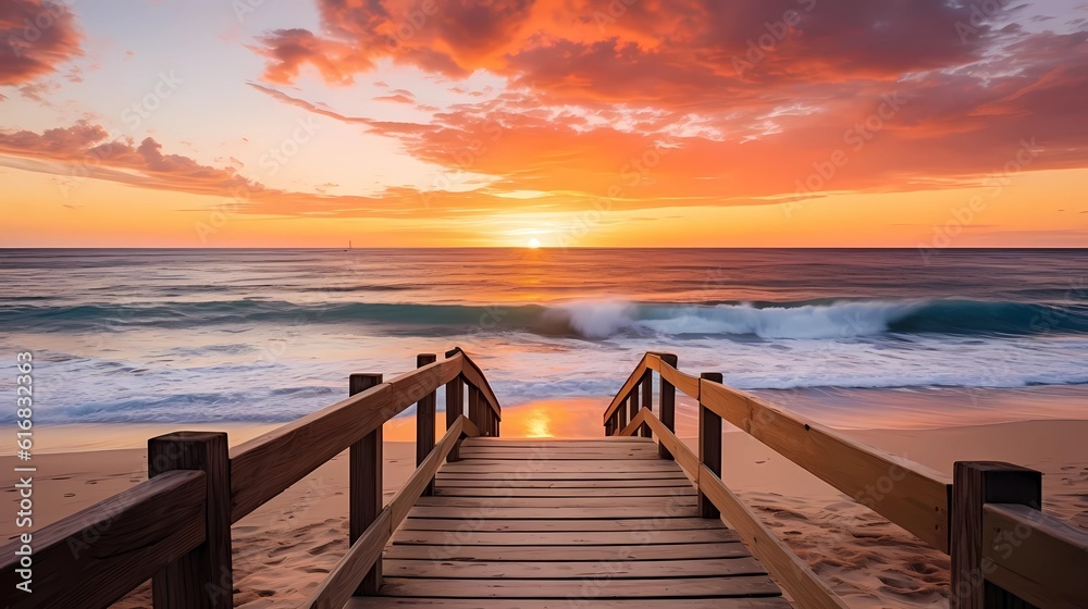 Fototapeta premium Sunset Serenity: Basking in the Warmth of Summer's Embrace Generative AI