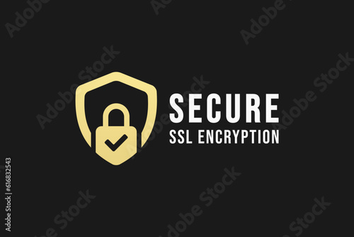 Secure connection logo or SSL certificate logo vector isolated in Flat Style. Secure connection logo for product packaging design element. SSL certificate logo for packaging design element.