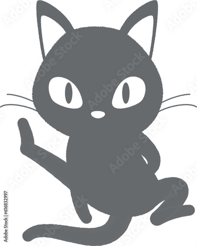 まったりする黒猫のベクターイラスト