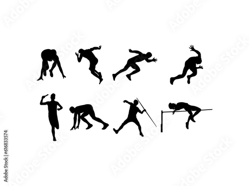 Sports athletes track and field silhouette set vector image