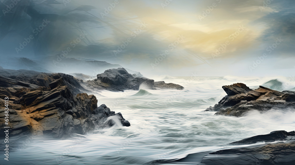 Fototapeta premium Abstract impressionism coastal landscape