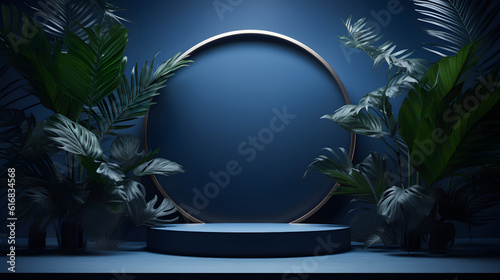 Dark moody podium stage for products or cosmetics 