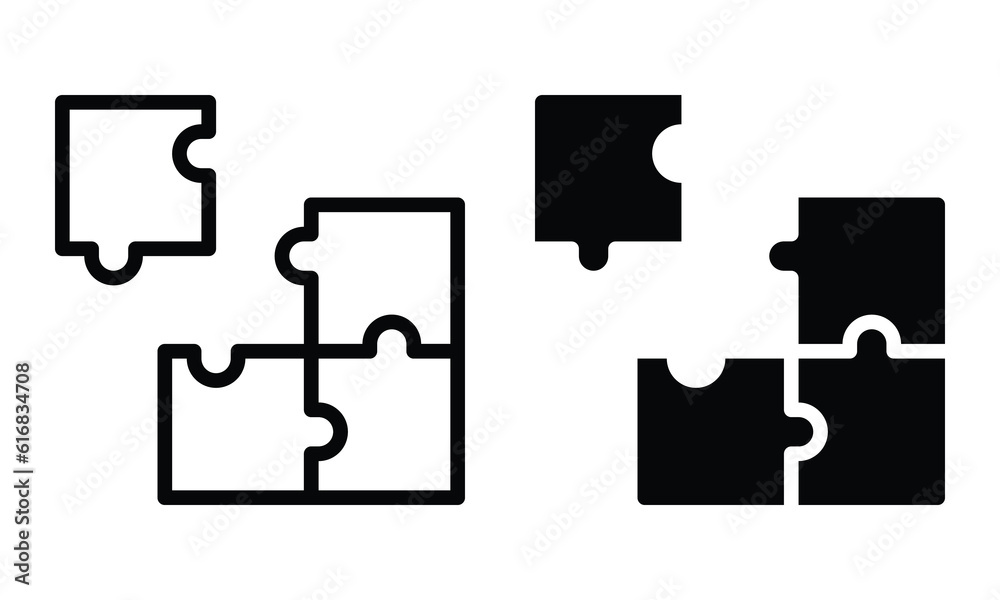 Puzzle icon with outline and glyph style. Puzzle icon with outline and glyph style.