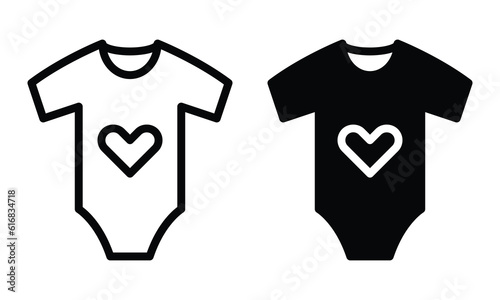 Baby bodysuit icon with outline and glyph style.