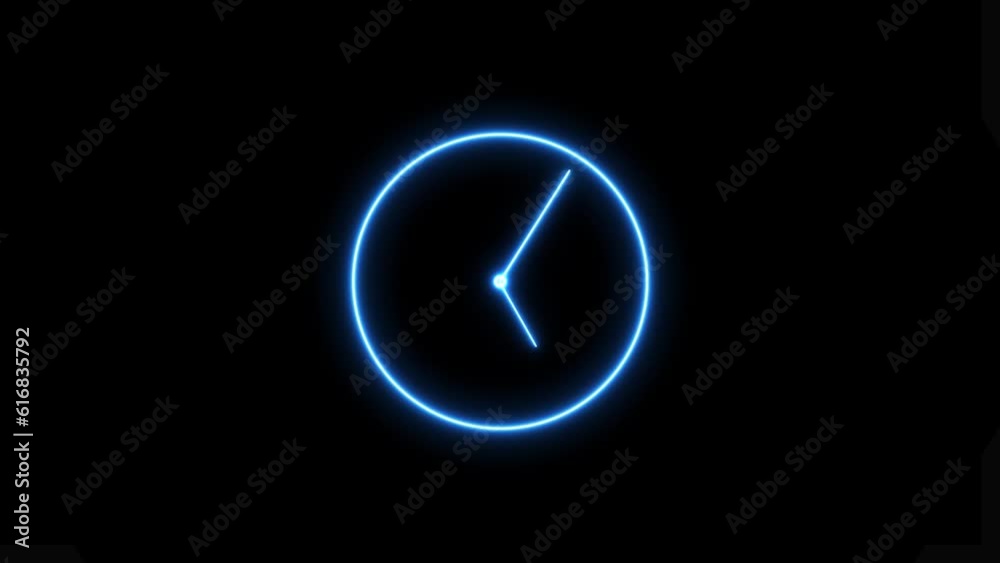 Neon Clock Icon Counting Down 24 Hour Day Fast Speed. Clock with moving arrows Rotation 4k Animation Neon Clock Icon Counting Down 24 Hour Day Fast Speed. Clock with moving arrows Rotation 4k Animation