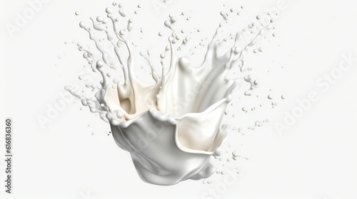 Milk splashing in mid-air against a clean white background