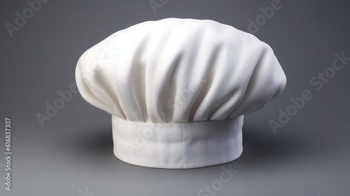 A white chef's hat on a gray background