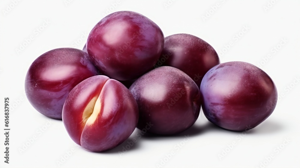 A stack of ripe plums