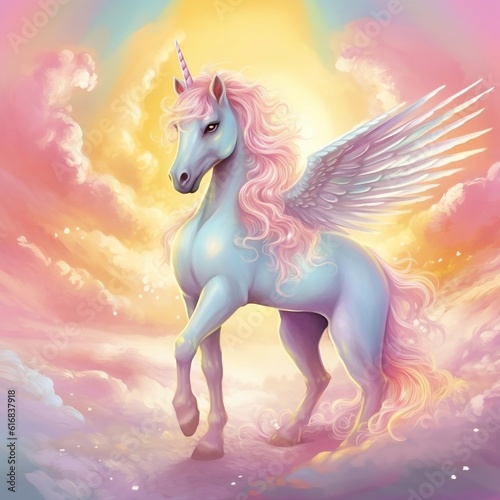cute rainbow baby pegasus unicorn   magic horse   fantasy magic  Generative AI 