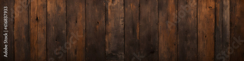 Grunge wood panels. Brown wood colored plank wall texture background. Empty brown wood table background. Mock up for your product display or montage. Generative AI © 360VP