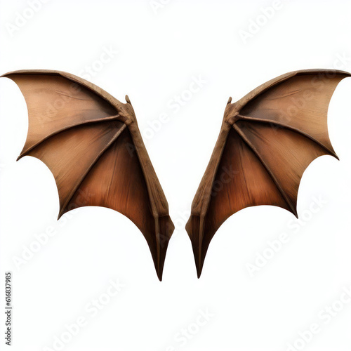 Obraz na płótnie Wooden bat wings isolate on white background.Imaginative elements.generative AI
