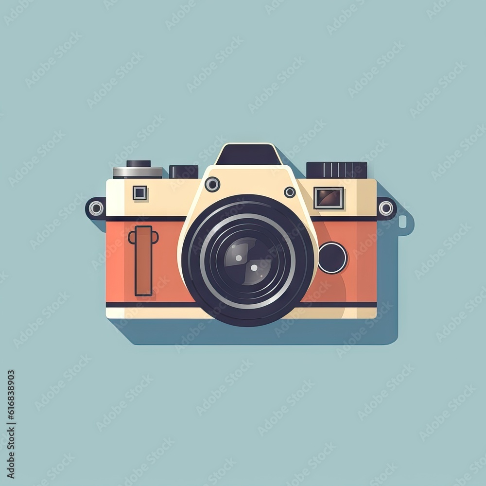 A camera icon, representing photography, capturing images, or memories. Generative AI. A camera icon, representing photography, capturing images, or memories. Generative AI.