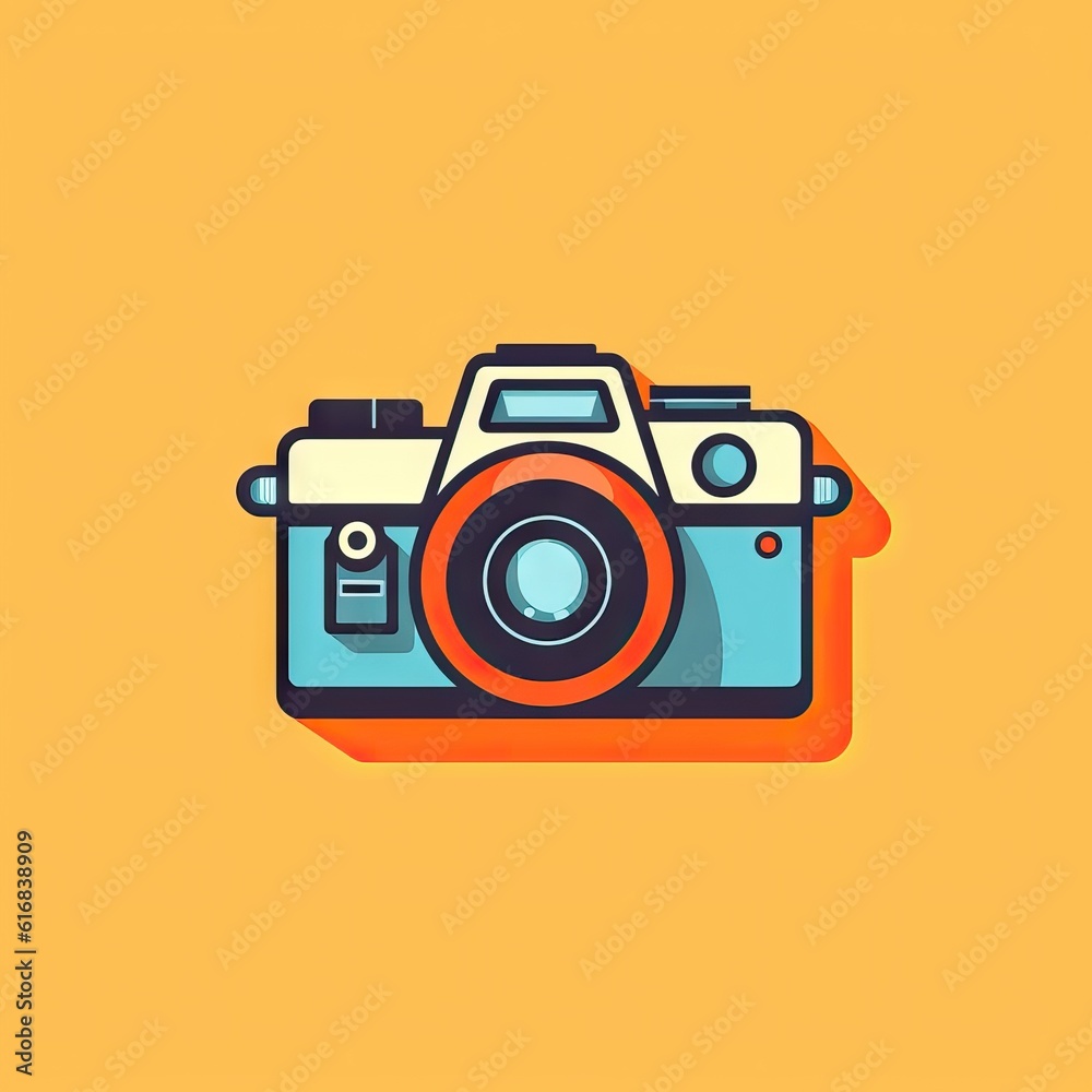 A camera icon, representing photography, capturing images, or memories. Generative AI. A camera icon, representing photography, capturing images, or memories. Generative AI.