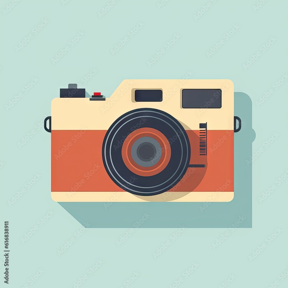 A camera icon, representing photography, capturing images, or memories. Generative AI. A camera icon, representing photography, capturing images, or memories. Generative AI.