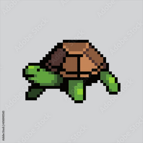 Pixel art illustration Turtle. Pixelated Turtle. Sea turtle coral icon pixelated for the pixel art game and icon for website and video game. old school retro. © Collaborapix