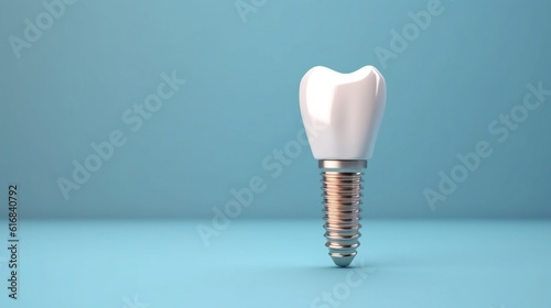 A dental implant on blue background