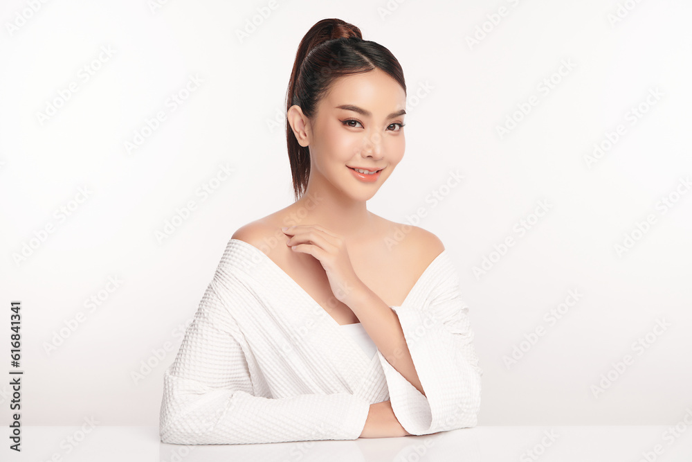 Beautiful young asian woman with clean fresh skin on white background, Face care, Facial treatment, Cosmetology, beauty and spa, Asian women portrait. Beautiful young asian woman with clean fresh skin on white background, Face care, Facial treatment, Cosmetology, beauty and spa, Asian women portrait.