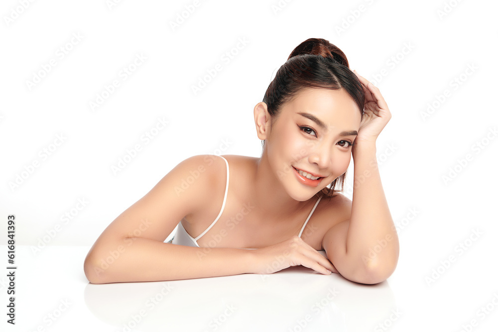 Beautiful young asian woman with clean fresh skin on white background, Face care, Facial treatment, Cosmetology, beauty and spa, Asian women portrait. Beautiful young asian woman with clean fresh skin on white background, Face care, Facial treatment, Cosmetology, beauty and spa, Asian women portrait.