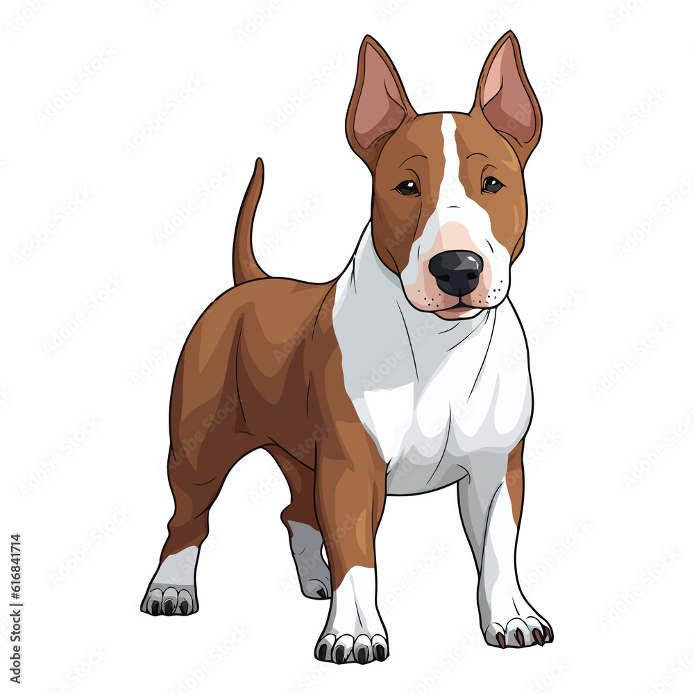 Playful Pup: Cute Bull Terrier 2D Illustration