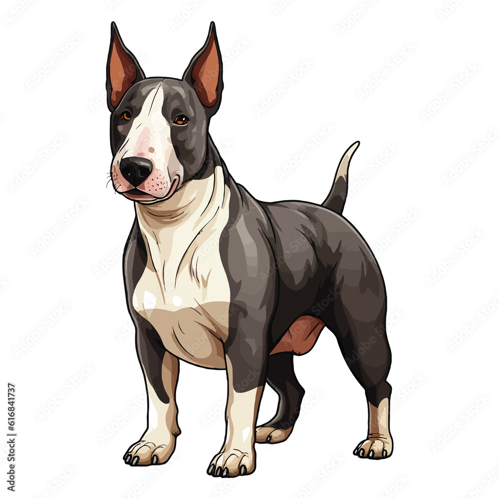 Playful Pup: Cute Bull Terrier 2D Illustration