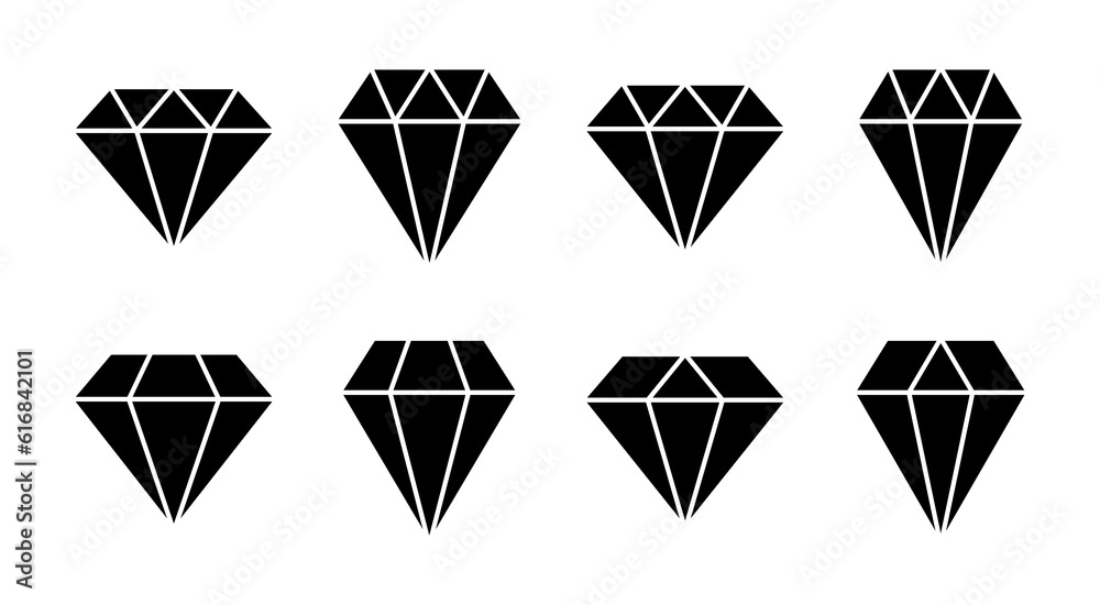 Diamond icon set illustration. diamond gems sign and symbol Diamond icon set illustration. diamond gems sign and symbol