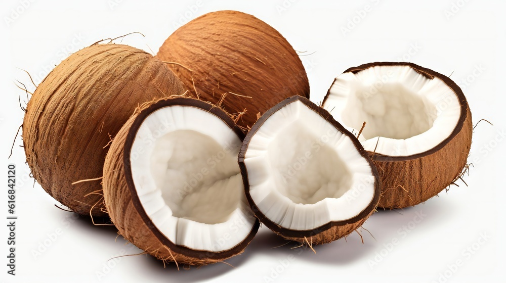 A stack of fresh and ripe coconuts A stack of fresh and ripe coconuts