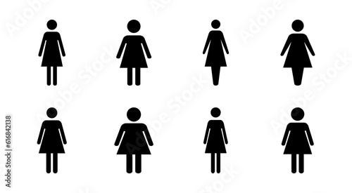 Female icon set illustration. woman sign and symbol