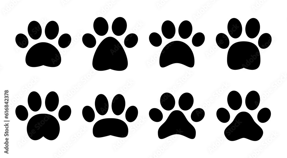 Fototapeta premium Paw icon set illustration. paw print sign and symbol. dog or cat paw