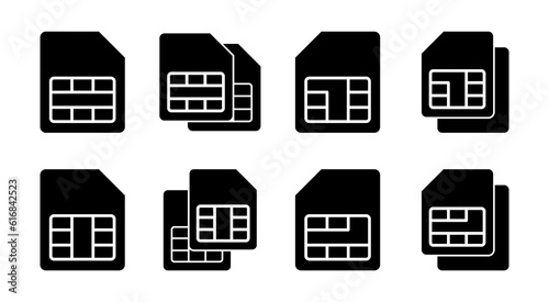 Sim card icon set illustration. dual sim card sign and symbol