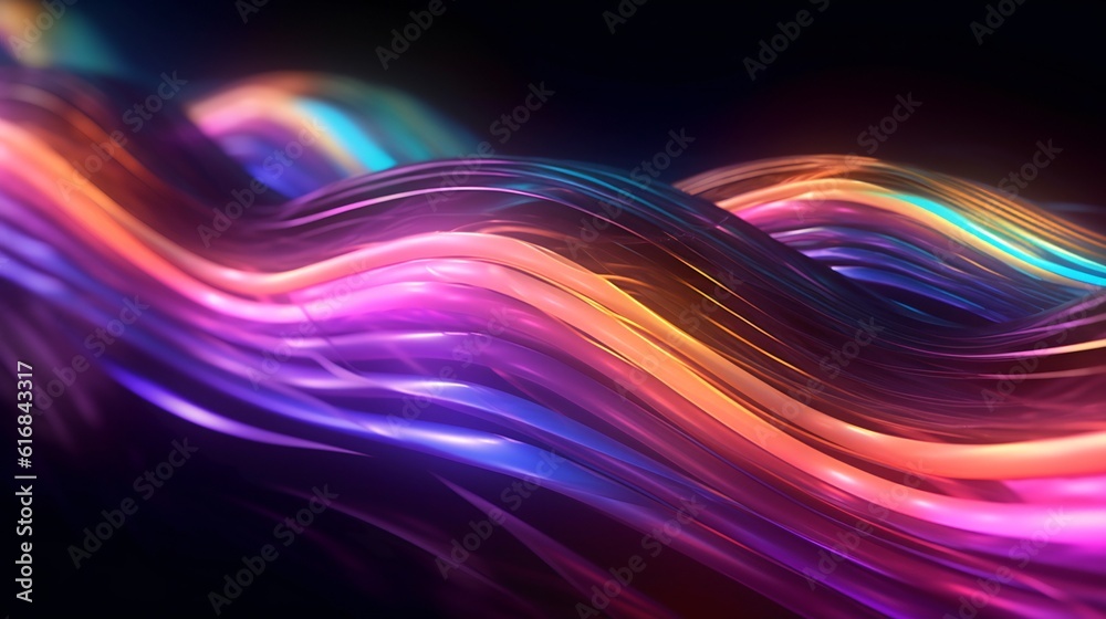 A vibrant, colorful wave of light against a dark background A vibrant, colorful wave of light against a dark background