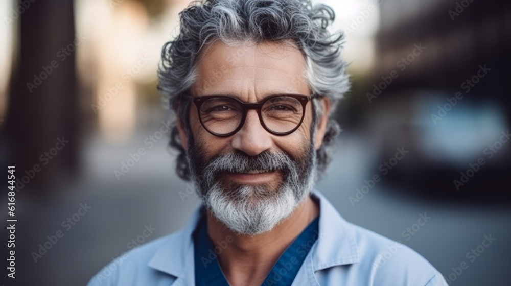 Portrait of male doctor in the hospital lobby. Created with Generative AI technology. Portrait of male doctor in the hospital lobby. Created with Generative AI technology.