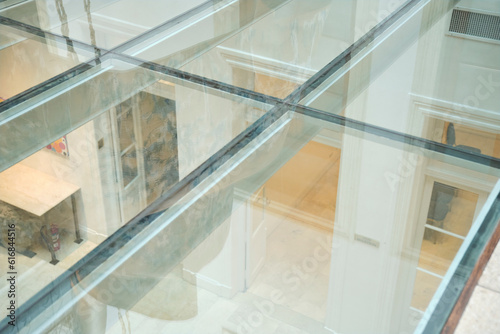 Transparent glass floor, natural light in architecture photo