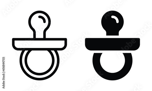 Pacifier icon with outline and glyph style.