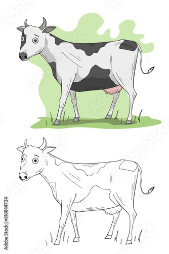 Cow farm animal cartoon illustration