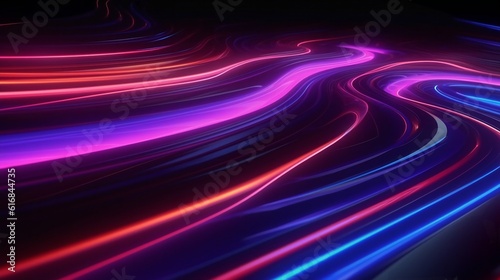 Abstract purple and blue lines on a black background