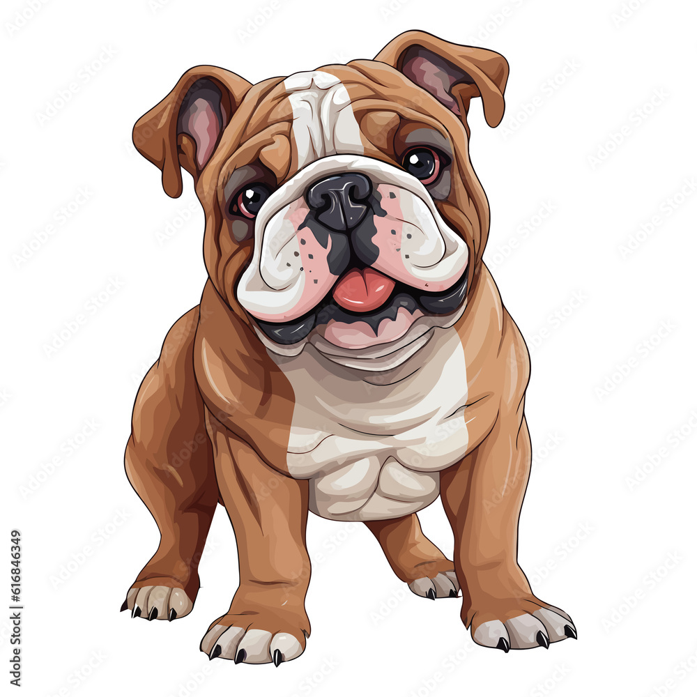 Obraz premium Delightful Doggo: Cute and Colorful Bulldog Illustration