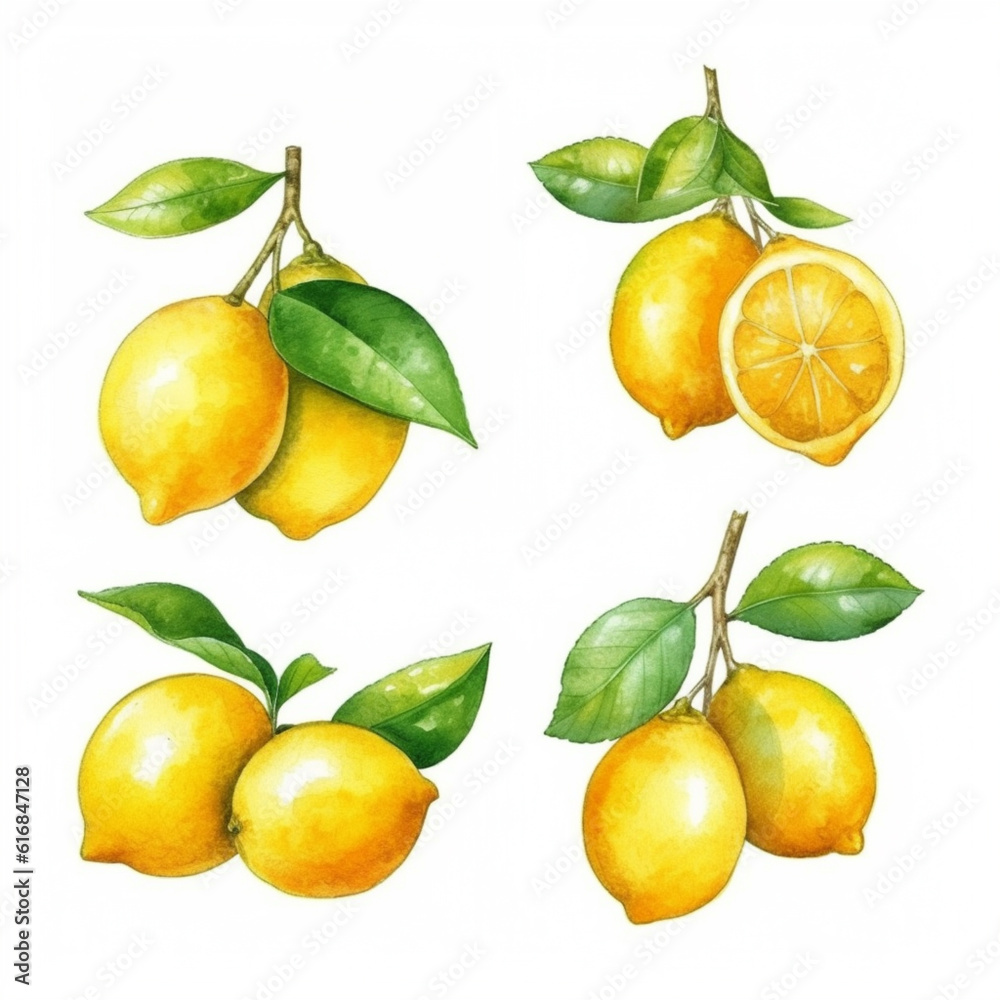 Lemon in a watercolor illustration. Lemon in a watercolor illustration.