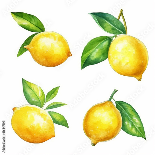 Watercolor lemon illustration.