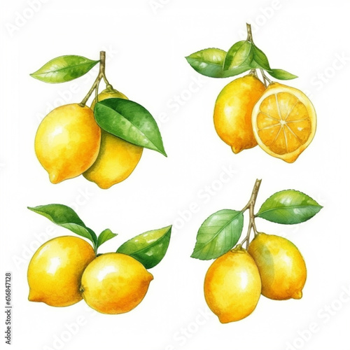 Lemon in a watercolor illustration.