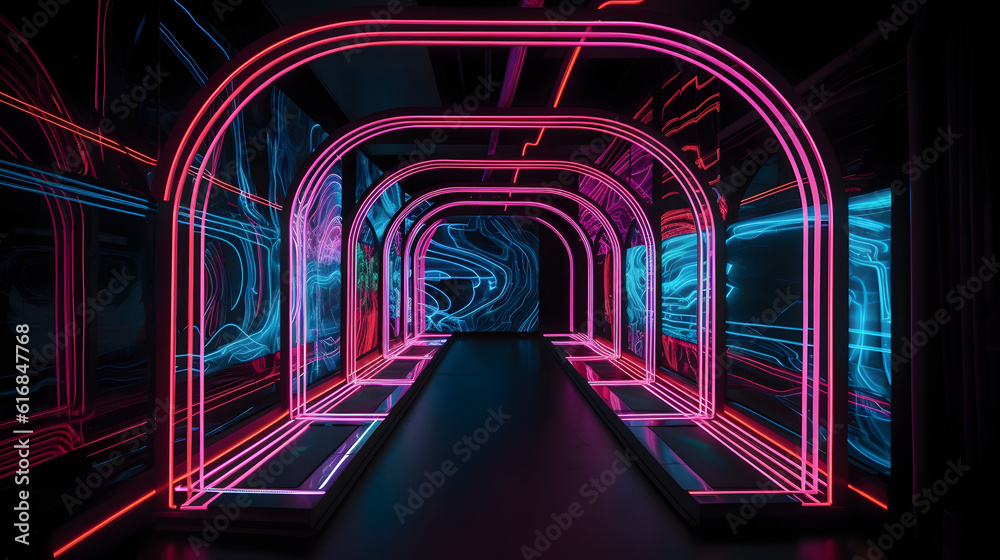 ネオン・ドリームズ:未来的なSFトンネルを旅する No.052 | Neon Dreams: A Journey Through a Futuristic Sci-Fi Tunnel Generative AI ネオン・ドリームズ:未来的なSFトンネルを旅する No.052 | Neon Dreams: A Journey Through a Futuristic Sci-Fi Tunnel Generative AI