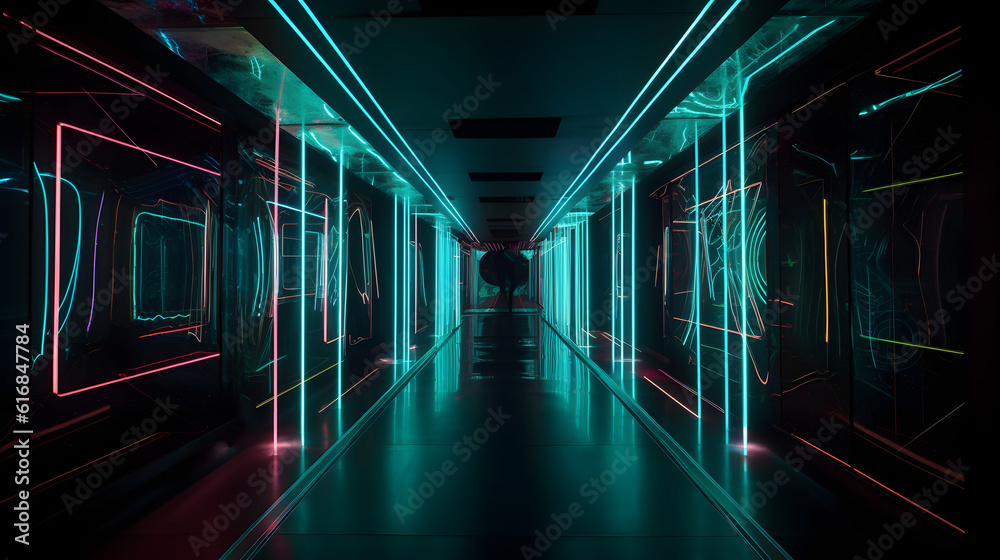 ネオン・ドリームズ：未来的なSFトンネルを旅する No.047 | Neon Dreams: A Journey Through a Futuristic Sci-Fi Tunnel Generative AI